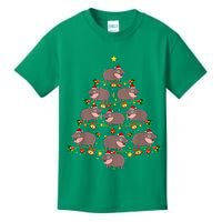 Moo Deng Christmas Tree Funny Christmas Cute Moo Deng Kids T-Shirt