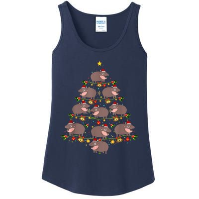 Moo Deng Christmas Tree Funny Christmas Cute Moo Deng Ladies Essential Tank