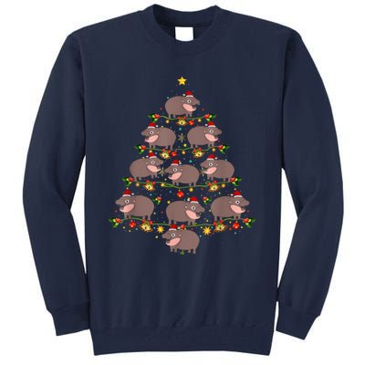 Moo Deng Christmas Tree Funny Christmas Cute Moo Deng Tall Sweatshirt