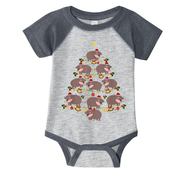 Moo Deng Christmas Tree Funny Christmas Cute Moo Deng Infant Baby Jersey Bodysuit