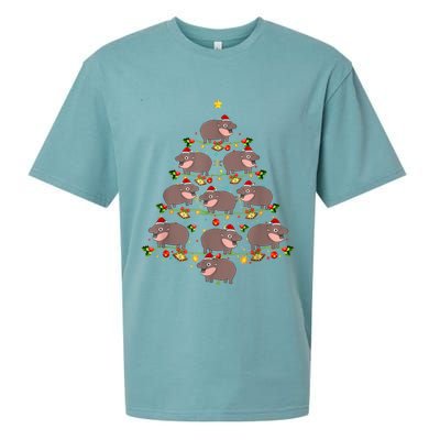 Moo Deng Christmas Tree Funny Christmas Cute Moo Deng Sueded Cloud Jersey T-Shirt