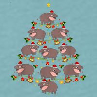 Moo Deng Christmas Tree Funny Christmas Cute Moo Deng Sueded Cloud Jersey T-Shirt