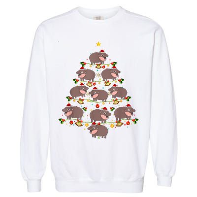 Moo Deng Christmas Tree Funny Christmas Cute Moo Deng Garment-Dyed Sweatshirt
