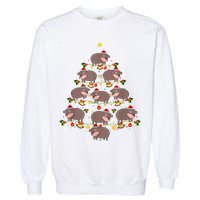 Moo Deng Christmas Tree Funny Christmas Cute Moo Deng Garment-Dyed Sweatshirt