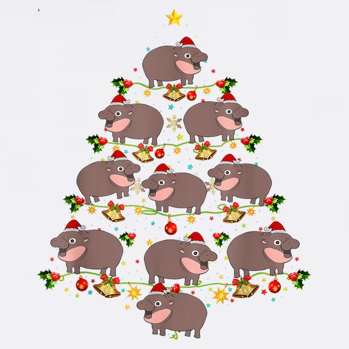 Moo Deng Christmas Tree Funny Christmas Cute Moo Deng Garment-Dyed Sweatshirt