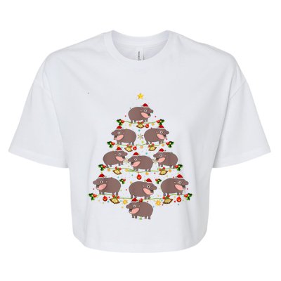 Moo Deng Christmas Tree Funny Christmas Cute Moo Deng Bella+Canvas Jersey Crop Tee