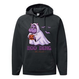 Moo Deng Cute Baby Pygmy Hippo Bouncy Pig In Thai Halloween Performance Fleece Hoodie