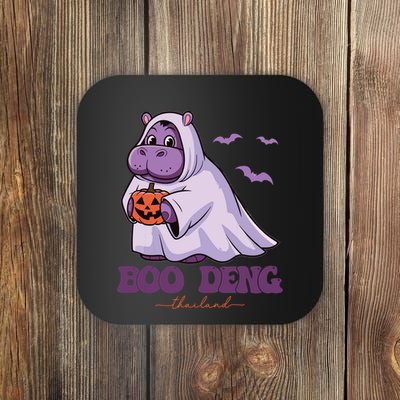 Moo Deng Cute Baby Pygmy Hippo Bouncy Pig In Thai Halloween Coaster