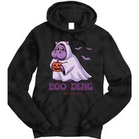 Moo Deng Cute Baby Pygmy Hippo Bouncy Pig In Thai Halloween Tie Dye Hoodie