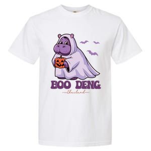 Moo Deng Cute Baby Pygmy Hippo Bouncy Pig In Thai Halloween Garment-Dyed Heavyweight T-Shirt