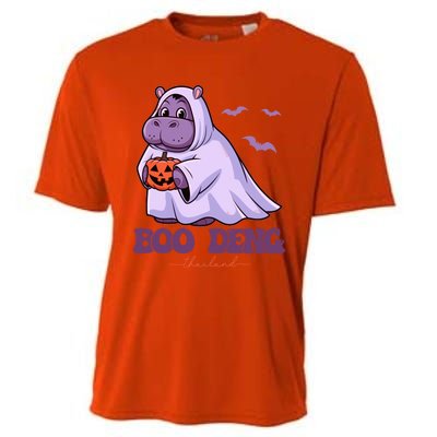 Moo Deng Cute Baby Pygmy Hippo Bouncy Pig In Thai Halloween Cooling Performance Crew T-Shirt