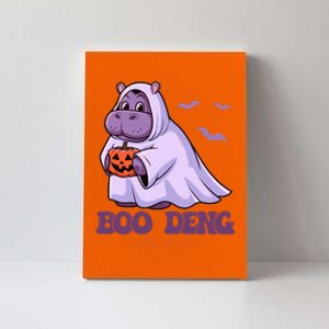 Moo Deng Cute Baby Pygmy Hippo Bouncy Pig In Thai Halloween Canvas