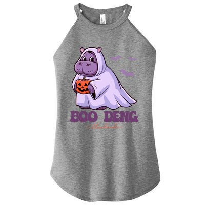 Moo Deng Cute Baby Pygmy Hippo Bouncy Pig In Thai Halloween Women’s Perfect Tri Rocker Tank