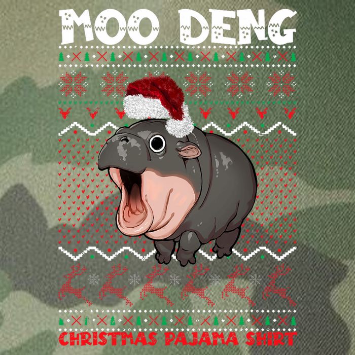Moo Deng Christmas Moo Deng Christmas Pajama Matching Family Legacy Tie Dye Trucker Hat