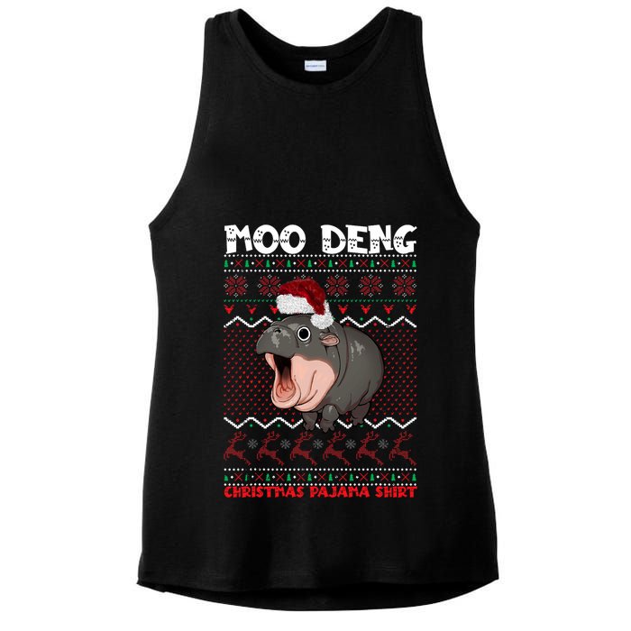 Moo Deng Christmas Moo Deng Christmas Pajama Matching Family Ladies PosiCharge Tri-Blend Wicking Tank