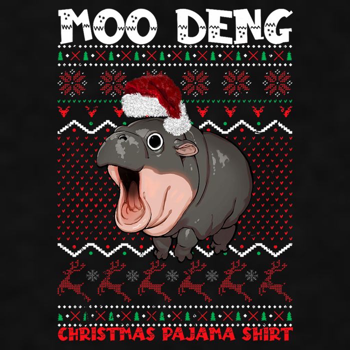 Moo Deng Christmas Moo Deng Christmas Pajama Matching Family Ladies PosiCharge Tri-Blend Wicking Tank
