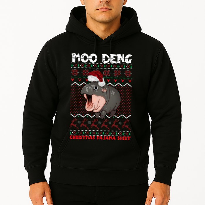 Moo Deng Christmas Moo Deng Christmas Pajama Matching Family Hoodie