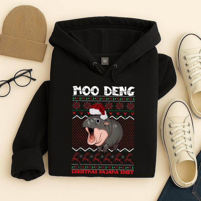 Moo Deng Christmas Moo Deng Christmas Pajama Matching Family Hoodie