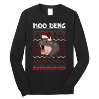 Moo Deng Christmas Moo Deng Christmas Pajama Matching Family Long Sleeve Shirt