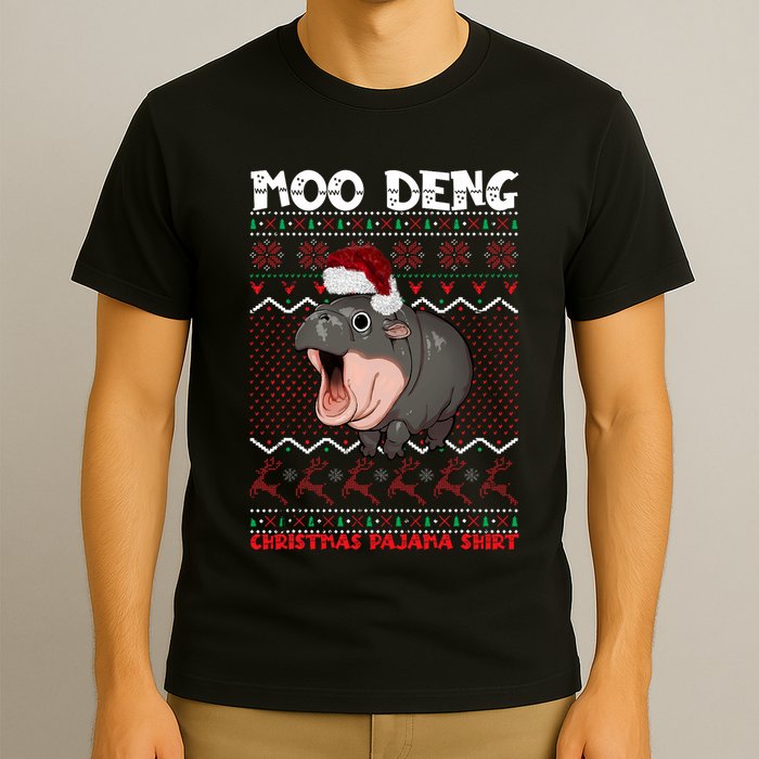 Moo Deng Christmas Moo Deng Christmas Pajama Matching Family T-Shirt