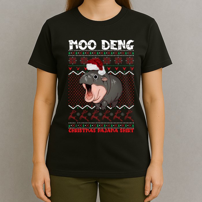 Moo Deng Christmas Moo Deng Christmas Pajama Matching Family T-Shirt