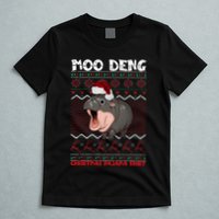 Moo Deng Christmas Moo Deng Christmas Pajama Matching Family T-Shirt