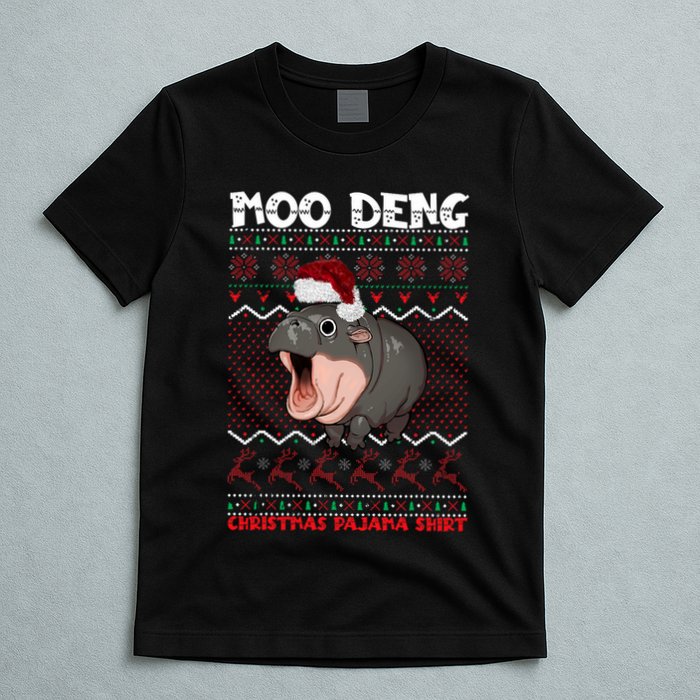 Moo Deng Christmas Moo Deng Christmas Pajama Matching Family T-Shirt