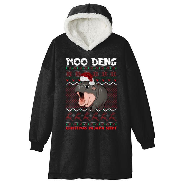 Moo Deng Christmas Moo Deng Christmas Pajama Matching Family Hooded Wearable Blanket