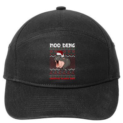 Moo Deng Christmas Moo Deng Christmas Pajama Matching Family 7-Panel Snapback Hat