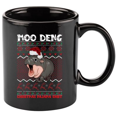 Moo Deng Christmas Moo Deng Christmas Pajama Matching Family 11oz C Handle Ceramic Mug