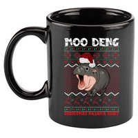 Moo Deng Christmas Moo Deng Christmas Pajama Matching Family 11oz C Handle Ceramic Mug