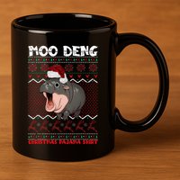 Moo Deng Christmas Moo Deng Christmas Pajama Matching Family 11oz C Handle Ceramic Mug