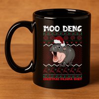 Moo Deng Christmas Moo Deng Christmas Pajama Matching Family 11oz C Handle Ceramic Mug