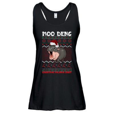 Moo Deng Christmas Moo Deng Christmas Pajama Matching Family Ladies Essential Flowy Tank