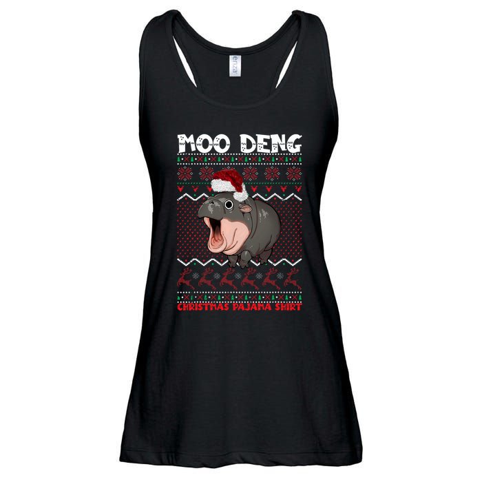 Moo Deng Christmas Moo Deng Christmas Pajama Matching Family Ladies Essential Flowy Tank