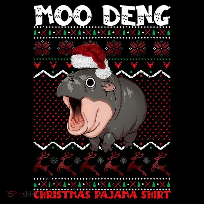 Moo Deng Christmas Moo Deng Christmas Pajama Matching Family Flatbill Hat