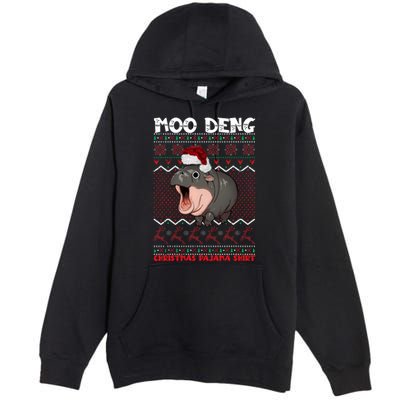 Moo Deng Christmas Moo Deng Christmas Pajama Matching Family Premium Pullover Hoodie