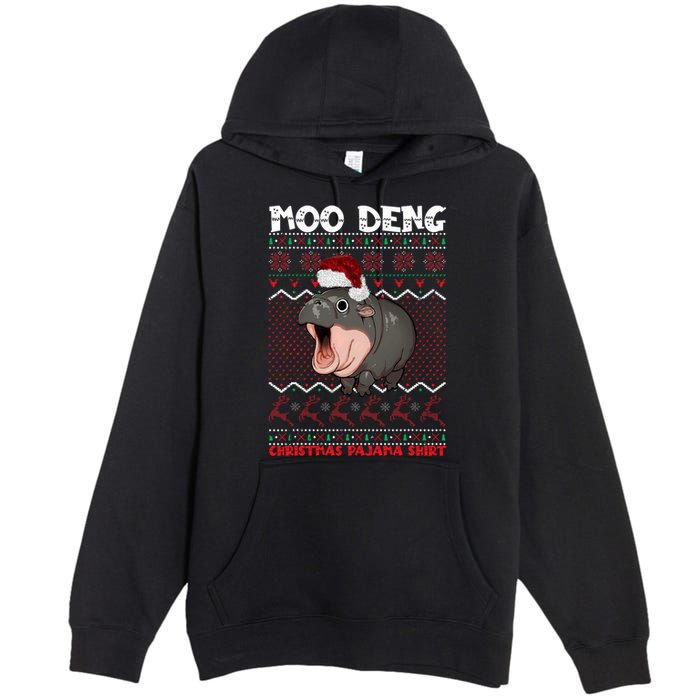 Moo Deng Christmas Moo Deng Christmas Pajama Matching Family Premium Pullover Hoodie