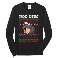 Moo Deng Christmas Moo Deng Christmas Pajama Matching Family Tall Long Sleeve T-Shirt