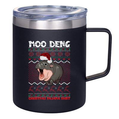 Moo Deng Christmas Moo Deng Christmas Pajama Matching Family 12oz Stainless Steel Coffee Mug
