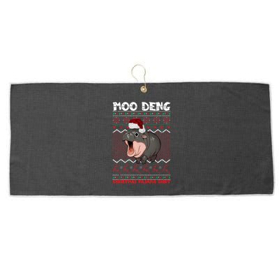Moo Deng Christmas Moo Deng Christmas Pajama Matching Family Large Microfiber Waffle Golf Towel