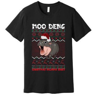 Moo Deng Christmas Moo Deng Christmas Pajama Matching Family Premium T-Shirt