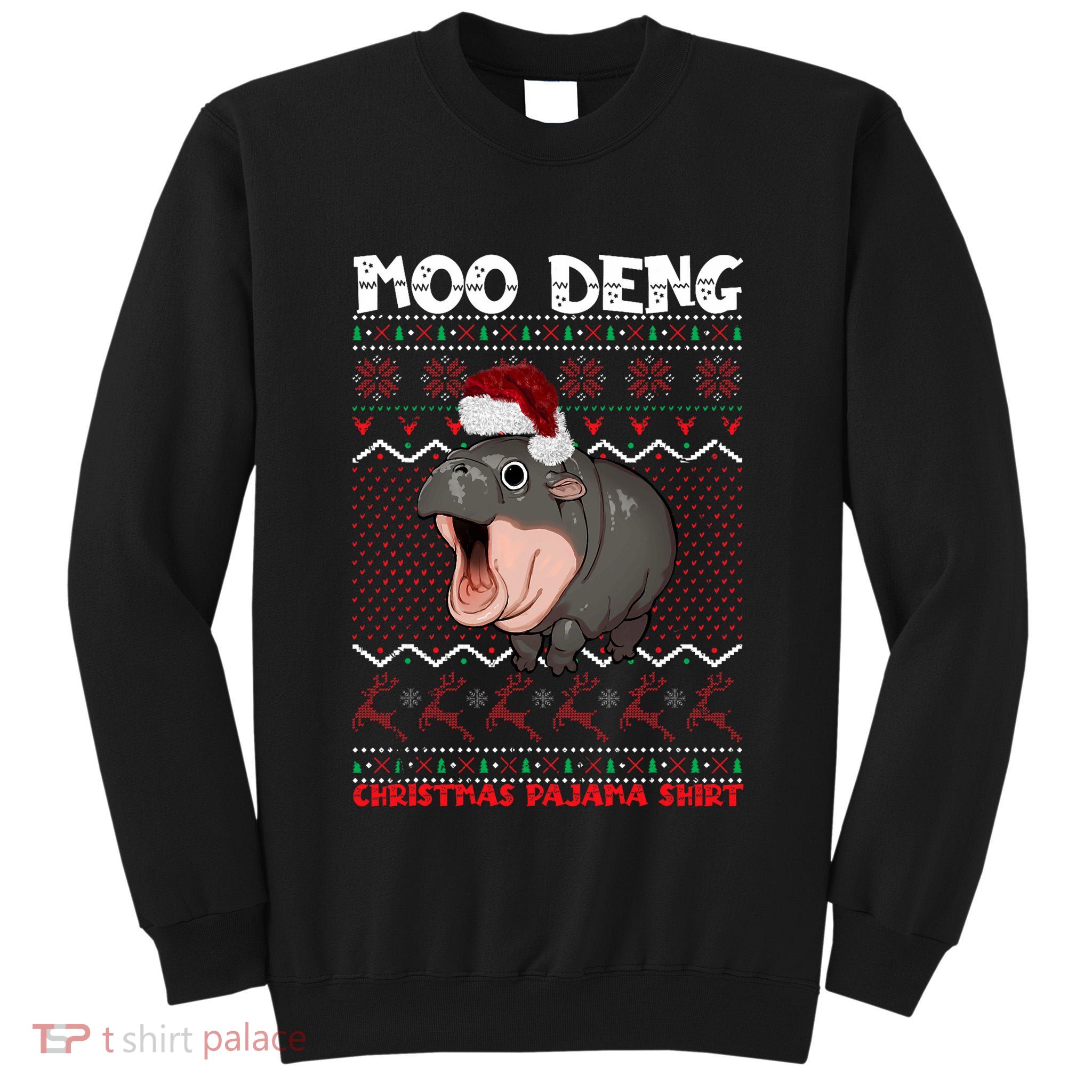 Moo Deng Christmas Moo Deng Christmas Pajama Matching Family Tall Sweatshirt