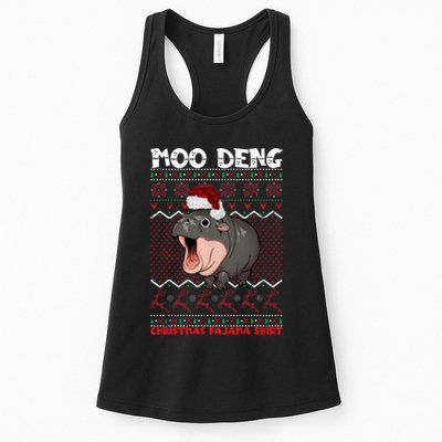 Moo Deng Christmas Moo Deng Christmas Pajama Matching Family Womens Tank Top