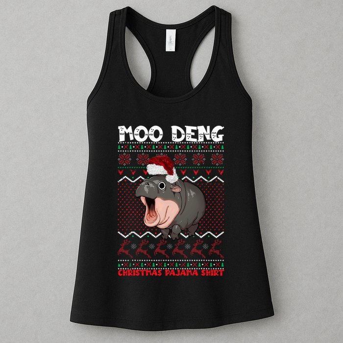 Moo Deng Christmas Moo Deng Christmas Pajama Matching Family Womens Tank Top
