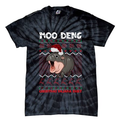 Moo Deng Christmas Moo Deng Christmas Pajama Matching Family Tie-Dye T-Shirt