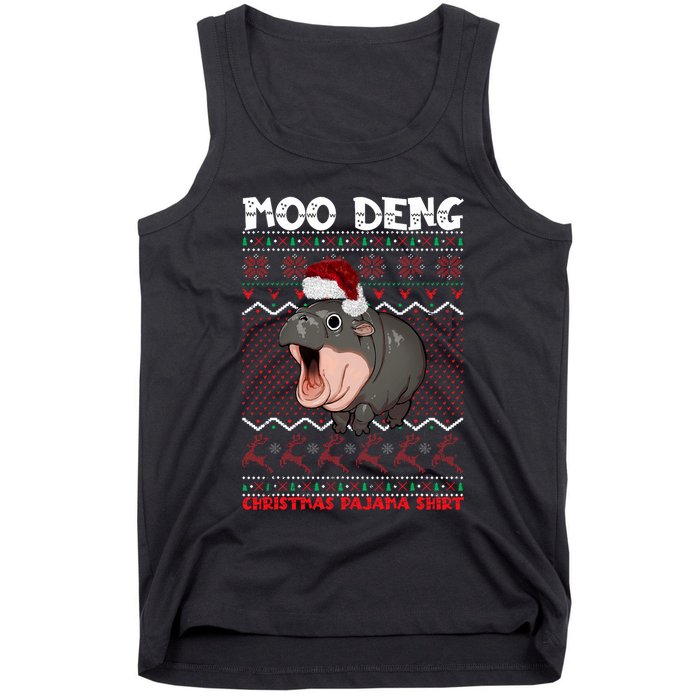 Moo Deng Christmas Moo Deng Christmas Pajama Matching Family Tank Top