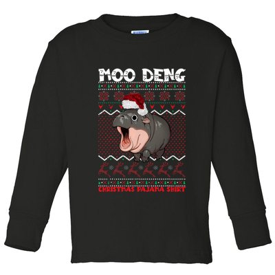 Moo Deng Christmas Moo Deng Christmas Pajama Matching Family Toddler Long Sleeve Shirt