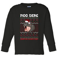 Moo Deng Christmas Moo Deng Christmas Pajama Matching Family Toddler Long Sleeve Shirt