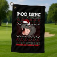 Moo Deng Christmas Moo Deng Christmas Pajama Matching Family Golf Towel